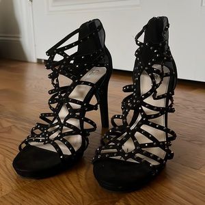 Sequined Black Heels